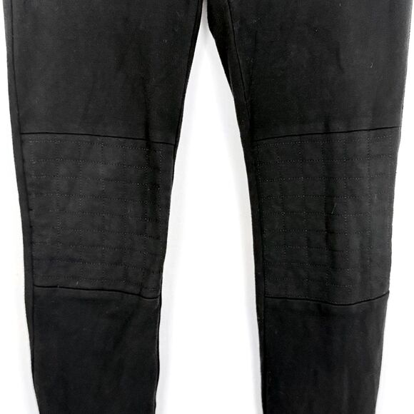 THEORY Quilted Knee Patch Leggings M Black Stretch Knit Pant Comfort Pull On B9 - Picture 2 of 6